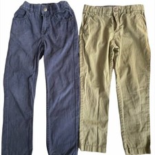 H.M Kids Boys Blue and Cream Straight Leg 2 Piece Belt Loops Pants Size 4 to 5