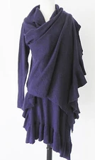 LINE Sweater Open Wrap Purple Ruffle Viscose/Cotton/Angora Long Sleeve Size S