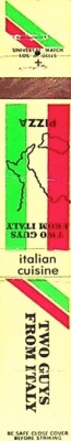 Vintage Two Guys From Italy Matchbook Los Angeles Italian Cuisine Pizza