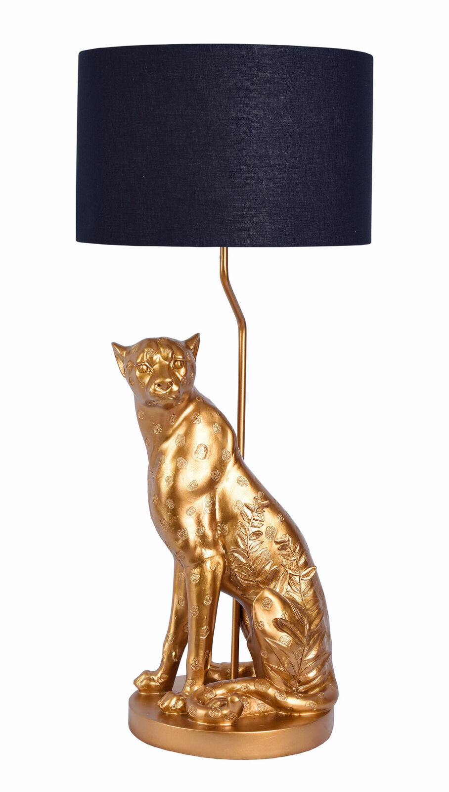 XL Tischlampe Leopard Gold Schwarz Panther Art Deco Bodenlampe Tischleuchte 77cm