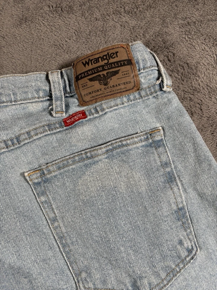 ВИНТАЖНЫЕ джинсы Wrangler для взрослых 34x30 выцветшие светло-голубые 90-е расслабленные свободного покроя - Изображение 3 из 4