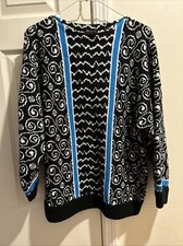 Vintage Esprit Sport Geometric Print Wool Blend Boat Neck Sweater Size M