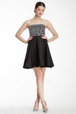 alice + olivia Maeve Short Strapless Flare Silk Strapless Beaded Dress sz.6 NWT