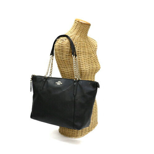 COACH ABBA Chain Refine Pebbled Leather Tote Bag F29007 Shoulder Strap Chain B