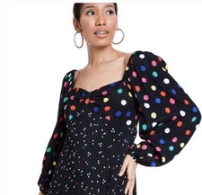 RIXO for Target Black Polka Dot Long Sleeve Swing Dress Size 0 NWT