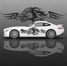 2Pcs Black Car Body Side Door Stickers Running Wolf Totem Vinyl Decals Universal