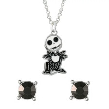 Disney Nightmare Before Christmas Jack Skellington Necklace Earrings Set NEW