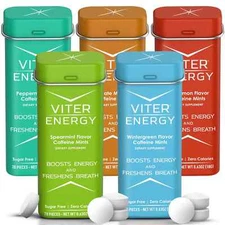 Viter Energy Mints 40mg Caffeine & B Vitamins - Boosts Energy & Freshens Breath
