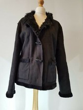 Maya Women's Black Faux Fur Lined Jacket Uk 16