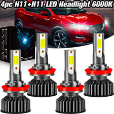 4x H11+H11 LED Combo Headlight Bulbs High Low Beam Kit For ford Fusion 2018-2020