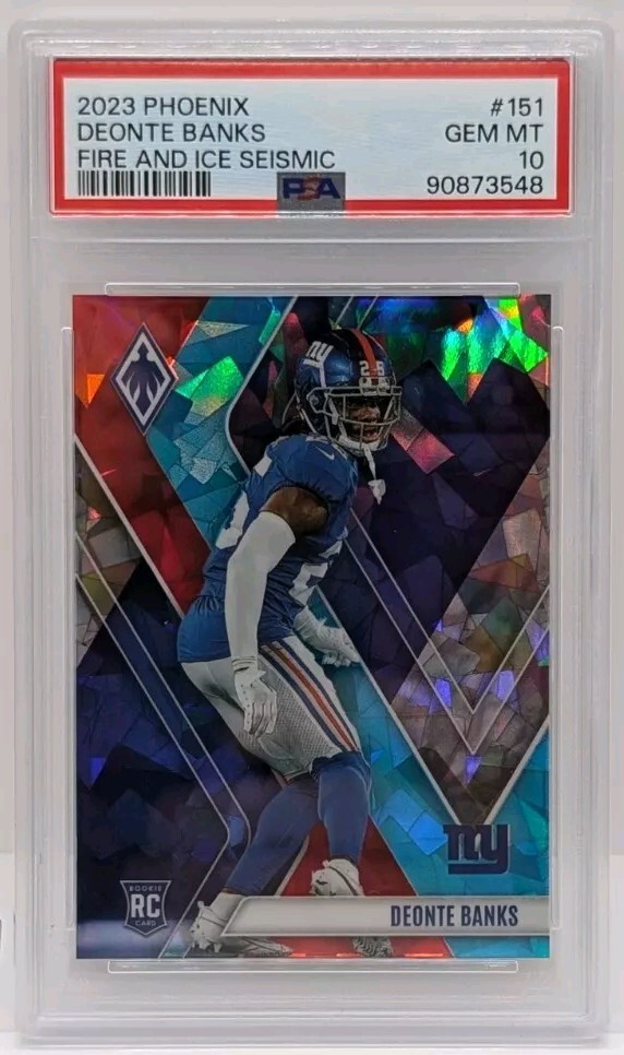 2023 Panini Phoenix PSA 10 Deonte Banks Rookie Fire And Ice Seismic /50