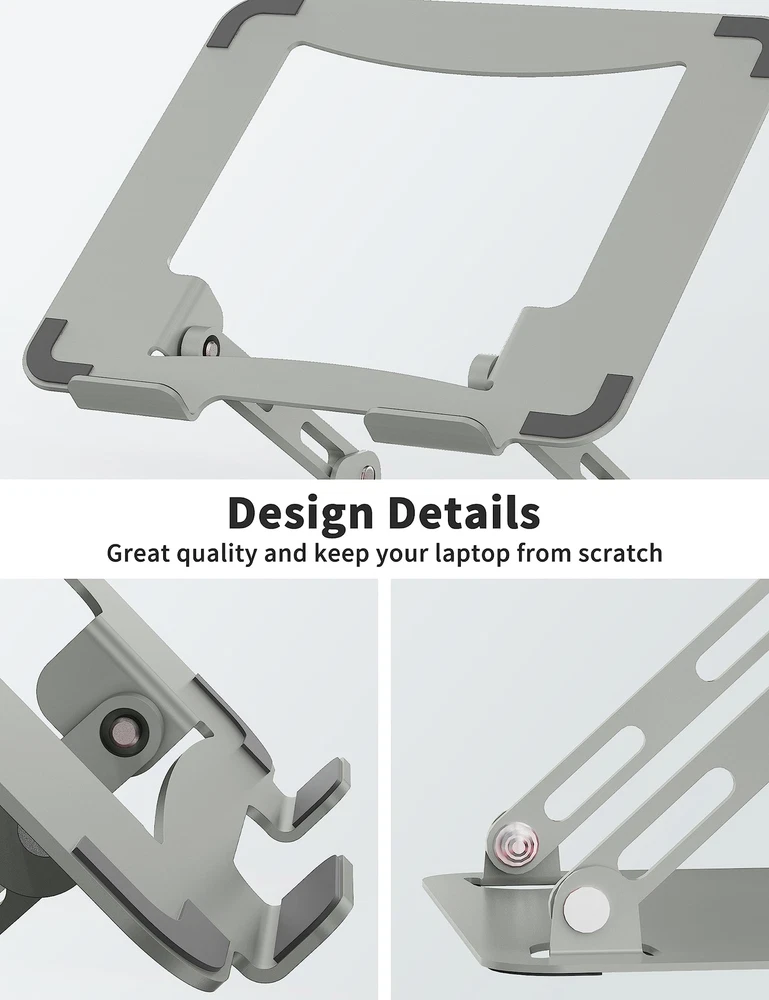 Laptop Stand for Desk Adjustable Laptop Riser Ergonomic Design Light Grey