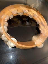 Vintage Tambourine Wood Double Row Percussion Acoustic Instrument Folk Music