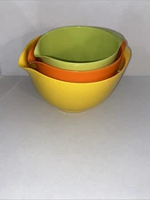 Rosti Mepal Melamine Nesting Bowls Set of 3 Yellow, Orange, Green Retro MCM