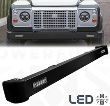 Black steel front BUMPER with Square LED DRL for Land Rover Defender lights lamp