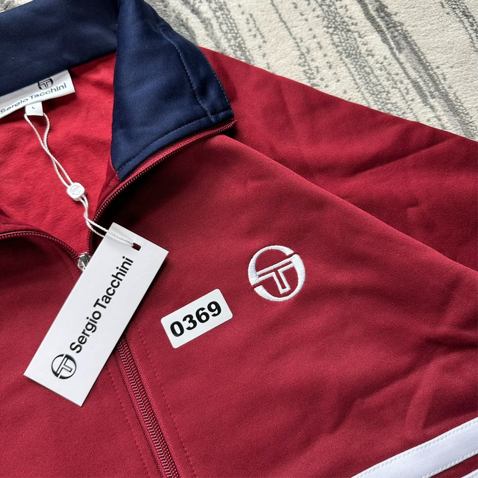 Vintage Sergio Tacchini Dallas Full Zip Size Large Red Funnel Neck Track Jacket image 2