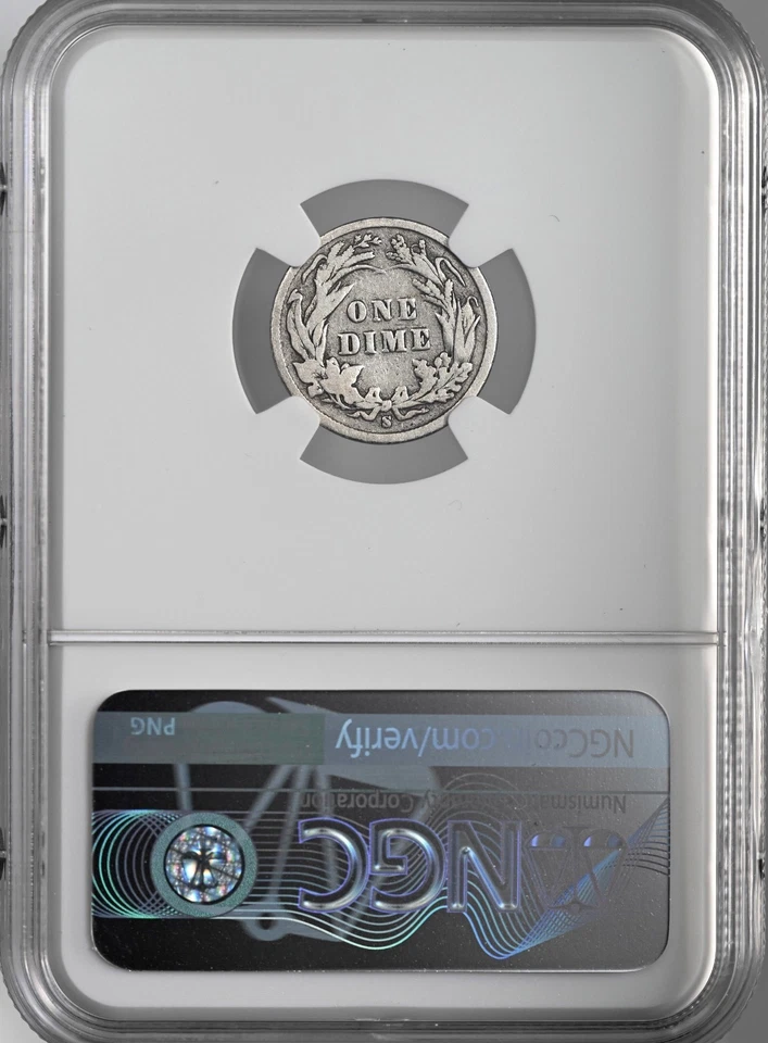 1896-S  10C BARBER SILVER DIME  SAN FRANCISCO  NGC G4  #8404752-001 - Image 4 of 4