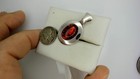 Orange AMBER OVAL stone Poland .925 Sterling SILVER PENDANT  1 1/4 x 1 7/8 — photo 4