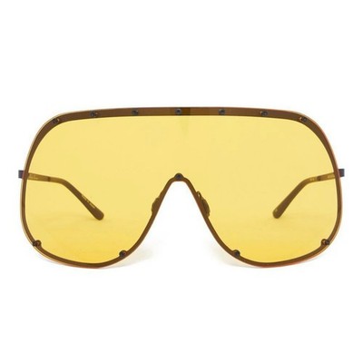 NEW Rick Owens Shield GBLKBN Oversized Avant Garde Sunglasses Yellow Black O/S