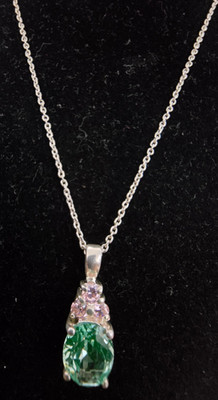 HAN 925  Prasiolite & Lavender Amethyst Necklace w/16'' 925 chain