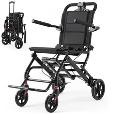 22.4lbs Portable Foldable Lightweight Transport Wheelchair w/ Handle All Terrain
