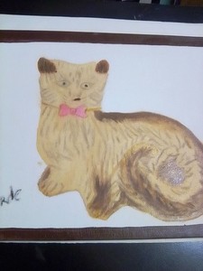 original oil painting Used Tabby cat Signed 8X10