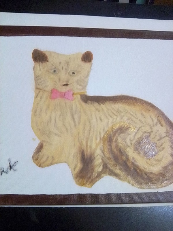 original oil painting Used Tabby cat Signed 8X10
