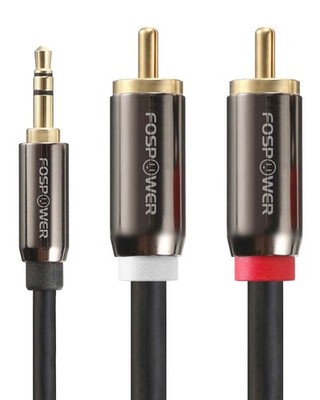 6FT Gold-Plated 3.5mm to RCA Stereo Audio Cable - Braided, Dual Male Connectors