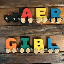 Lot of Name Trains Wooden Alphabet Letters Magnetic Train Wood Toy A E R G I B L
