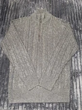 Loro Piana Grey Treccia 1/4 Zip Sweater Baby Cashmere Size 48 Brand New