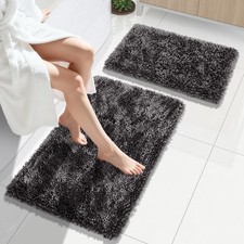 Yimobra Bathroom Rug Set 2 Piece, Luxury Shaggy Bath Mat Set with Non Slip
