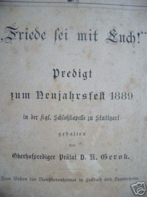 Friede sei mit Euch! Predigt zum Neujahrsfest 1889