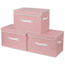 Cute Storage Bin Boxes With Lids Washable Decorative Storage Boxes Pink Lidded S