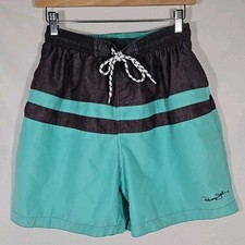 Panama Jack Swim Trunks Men's Size M Color Block Aqua/Gray Mesh Lined w Pockets