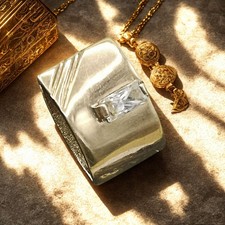 Vintage Rock Crystal Pendant 333 Gold 8 Carat 80s Yellow Gold - No Chain