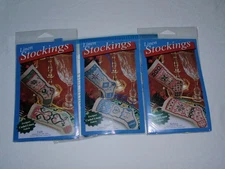 Lot of 3 New Yarn Tree Cashel Linen Cross Stitch Stocking Kit Ornament 4.5"