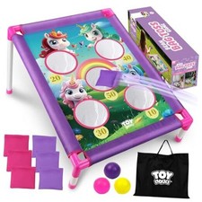 Bean Bag Toss Game, Carnival Party Games, Cornhole Set Purple  Pink Unicorn
