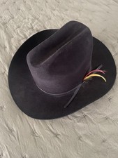 Vtg John B Stetson 4x Beaver Rancher Cowboy Hat 0401 Black Sz 7 1/2
