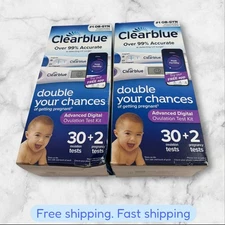 LOT OF 2 Clearblue Advanced Digital 30 Ovulation + 2 Pregnancy Each Exp07/2026+