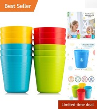 Set of 12 BPA-Free Kids Cups - 8 oz Reusable Plastic Tumblers, Dishwasher Safe