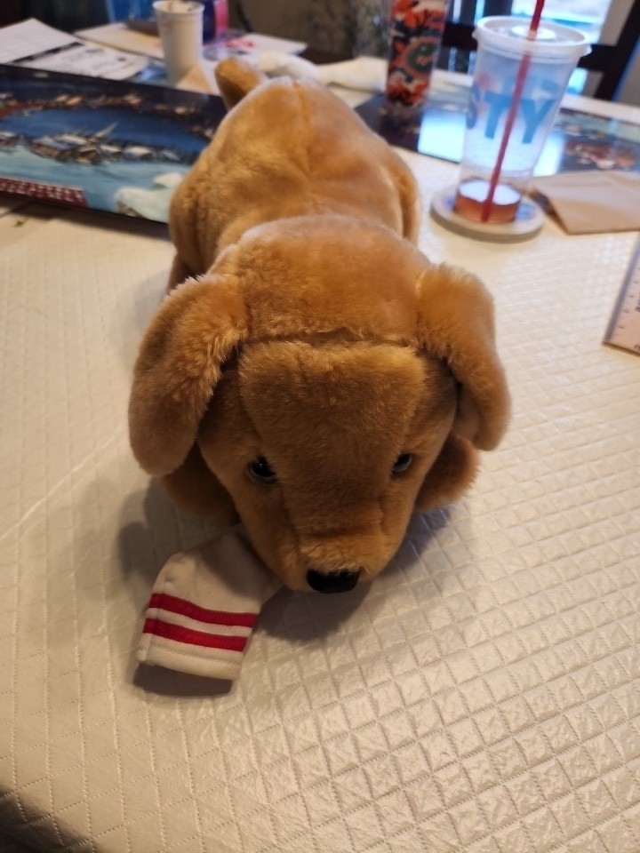 Tugger Dog W Sock Plush Stuffed Animal Growls Vibrate Lab