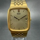 Seiko Tank Watch Men 28mm Champagne Dial Gold Tone Date 5Y39-5090 New Battery