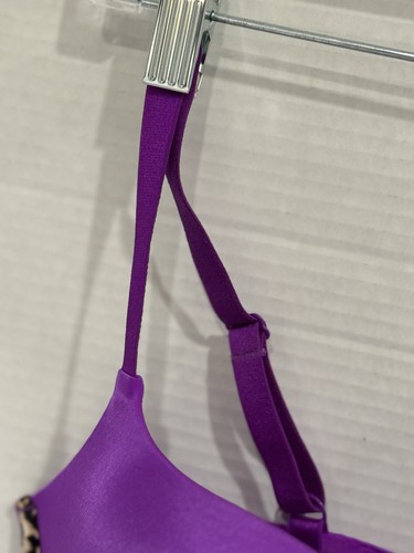 Victoria Secret Bra 38D Purple /Leopard No Wire Push-Up Adjustable Straps - Picture 6 of 17