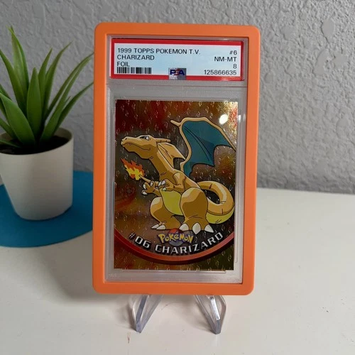 1999 Topps Pokemon TV #6 Charizard Foil Black Logo PSA 8 📈