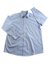 Roundtree Yorke Gold Label Dress Shirt Mens Size 17x35 Blue Stripe Luxe 179