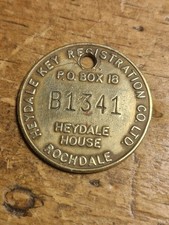 Vintage £2 Key Find Brass Fob Heydale Registration Co Ltd Rochdale