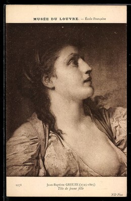 AK Jean-Baptiste Greuze Tête de jeune fille Akt 