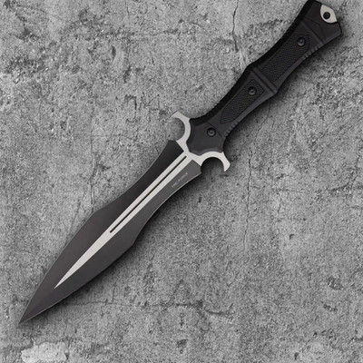 Tac Force Fixed Knife 8.75'' Double Edge Stainless Steel Blade Black Nylon Handle