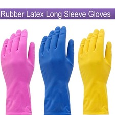 Long Sleeve Rubber Gloves Kitchen Washing Up Cleaning | Multipurpose Household