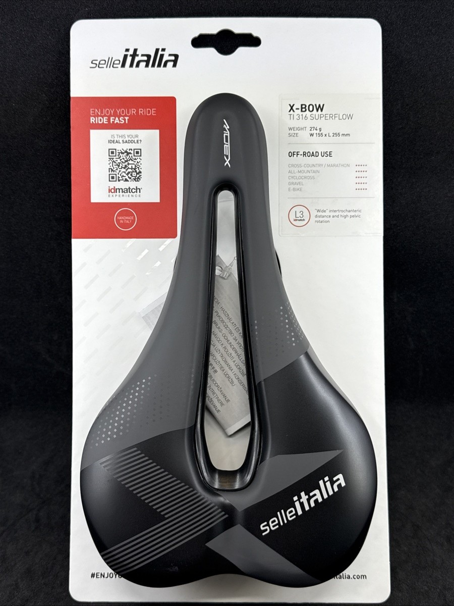 Selle Italia X-BOW Superflow Ti316 Rail Black L3 255mm x 155mm